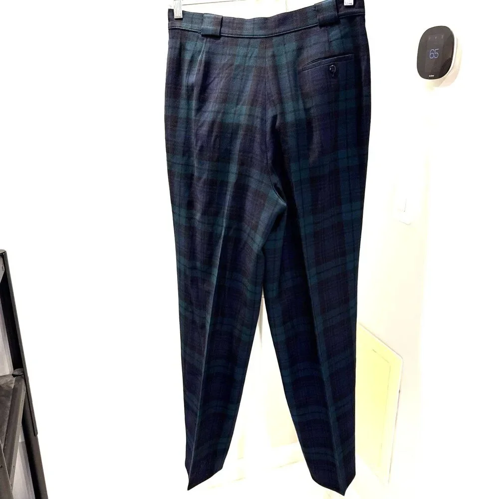 100% Wool Collectible Gold Giorgio Sant Angelo lined plaid pleat pant Size 14 - Picture 3 of 5
